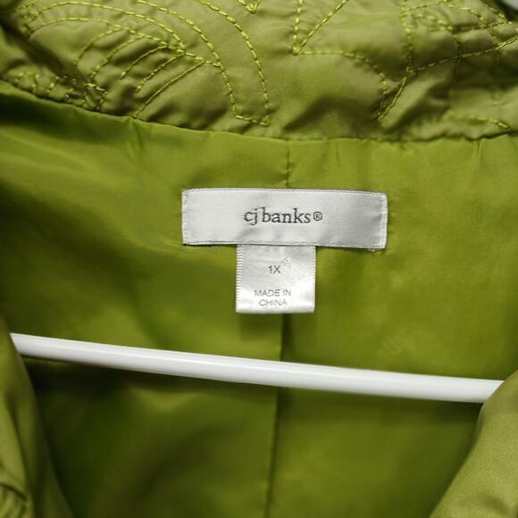 CJ Banks Quilted Vest /Women’s Plus Sz 1X/ Full Zip/ Chartreuse/ Classic Sporty/ - Picture 6 of 8